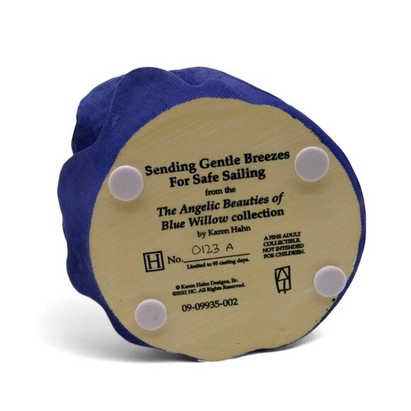 HAMILTON COLLECTION Blue Willow Sending Gentle Breezes Angel Figurine - Picture 5 of 12